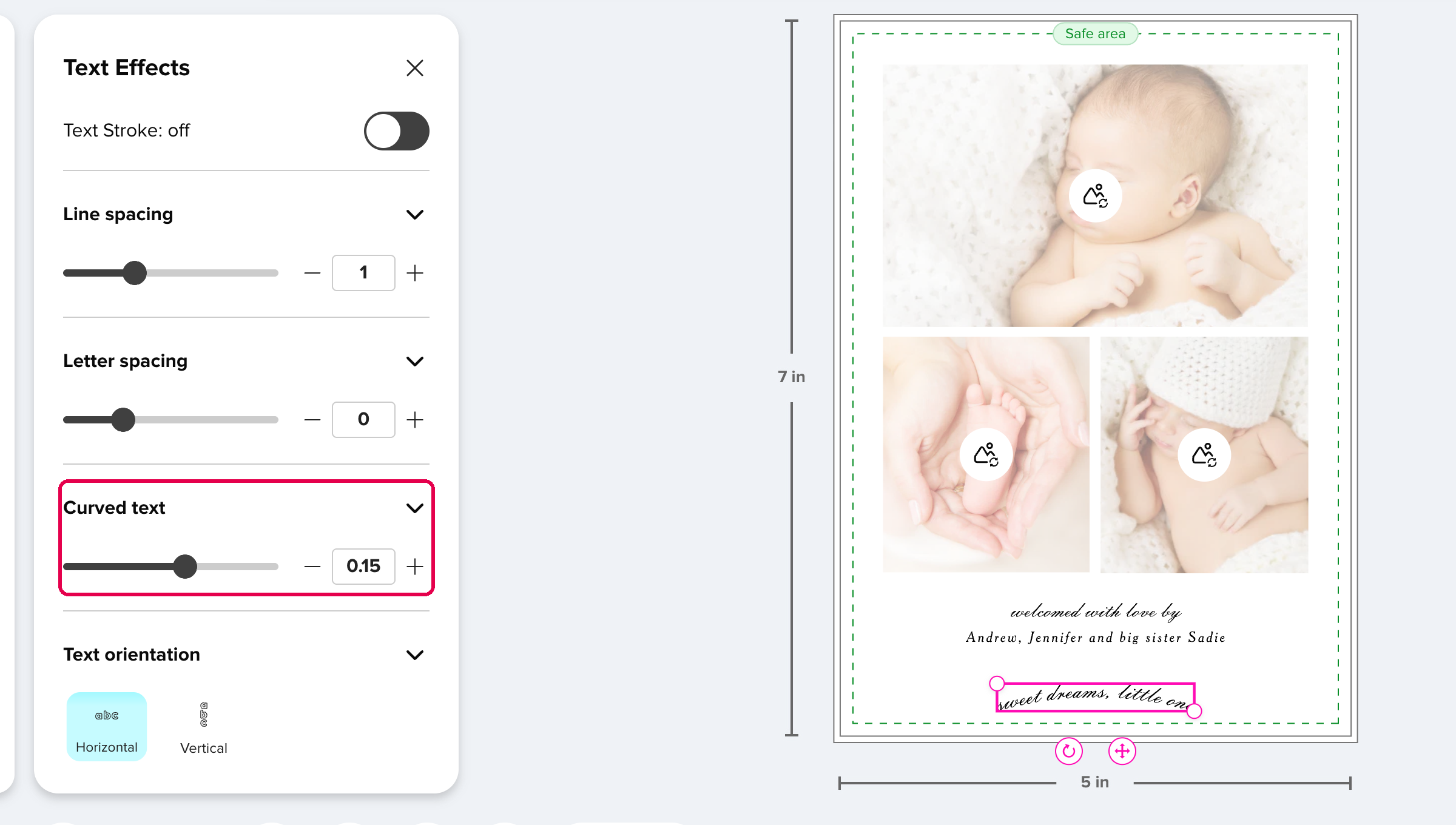 The Curved text setting