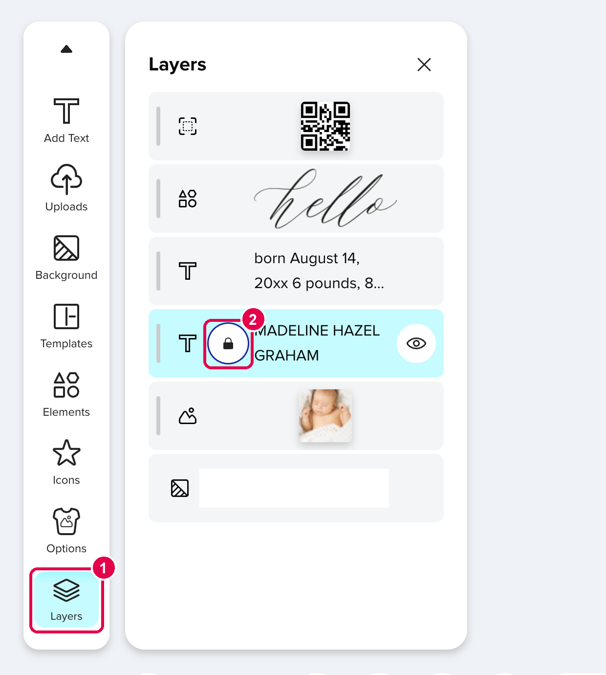 Layers and the lock icon
