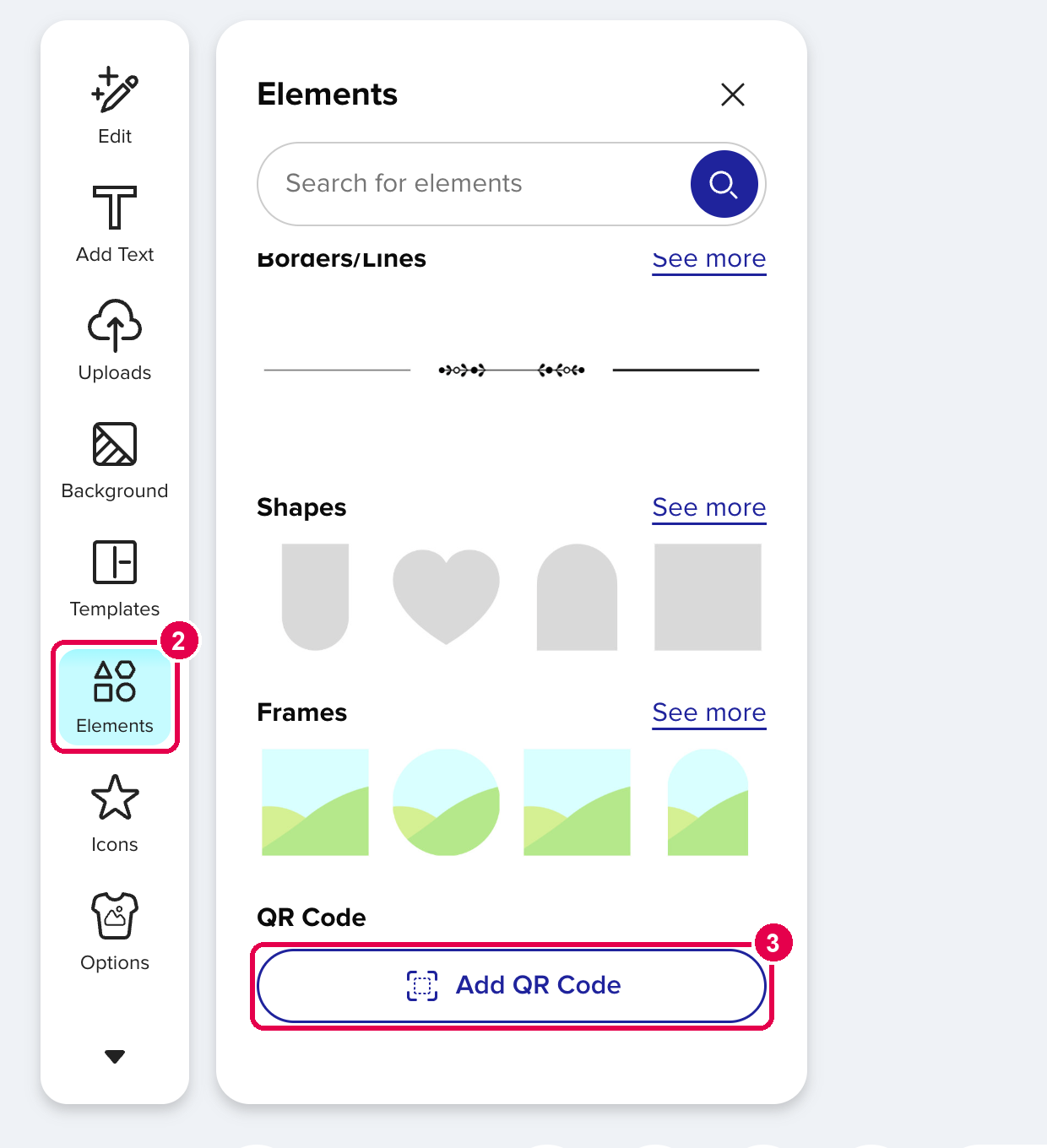 Add QR Code at the bottom of Elements