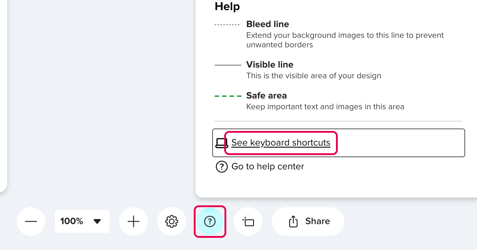 See keyboard shortcuts in the Help menu