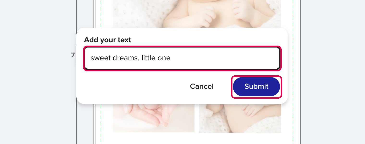 Typing new text and clicking Submit