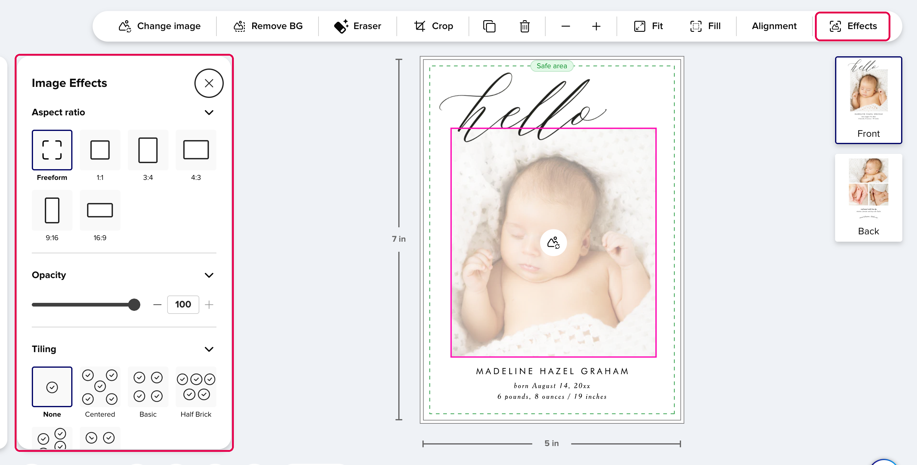 The Effects button and Image Effects panel