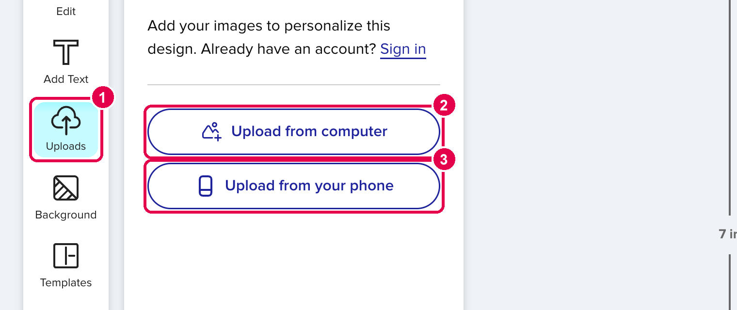 Uploads with Upload from computer and Upload from your phone