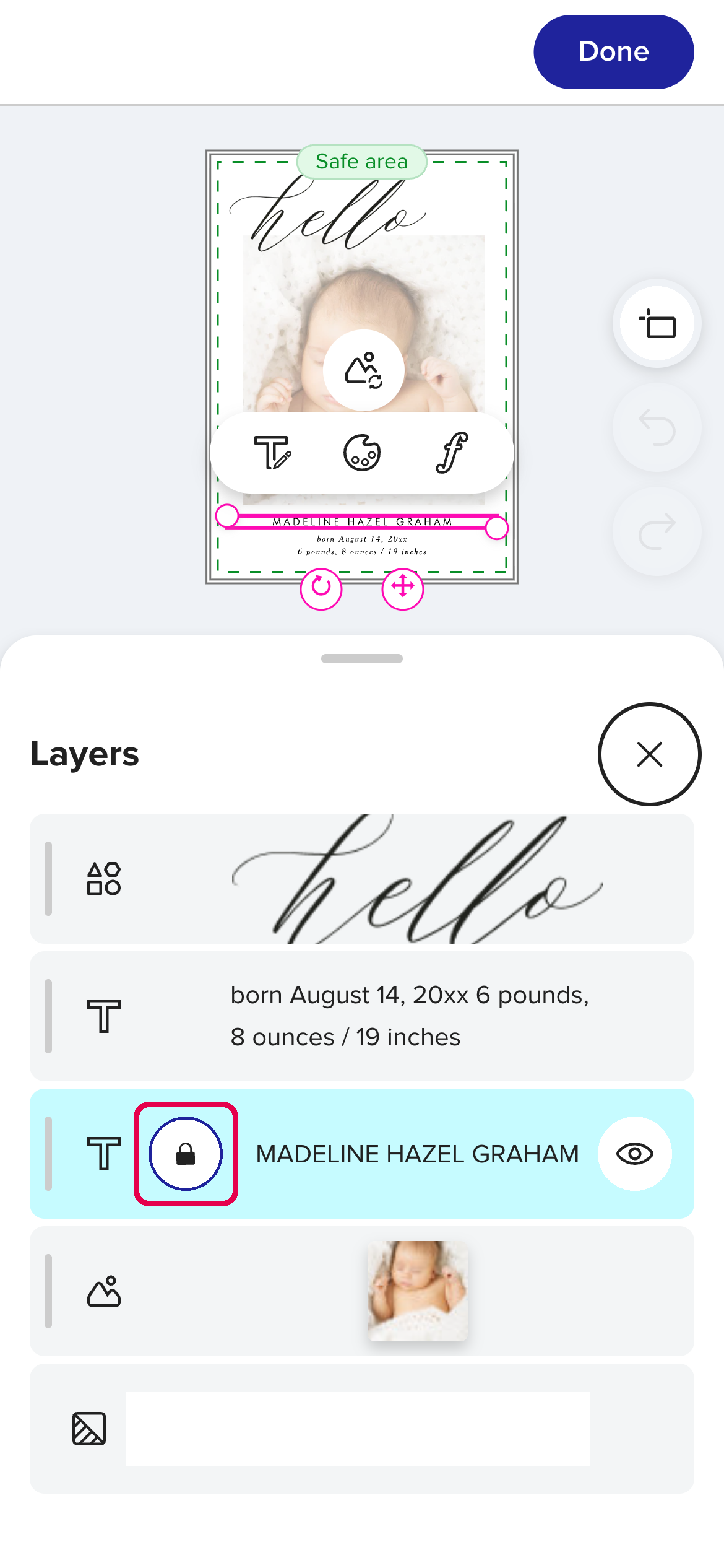 The lock icon in the Layers list